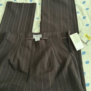 NWT Investments Dark Brown Pinstripe women Dress Pants